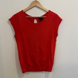 Ann Taylor Vibrant Red Cap Sleeve Top Blouse